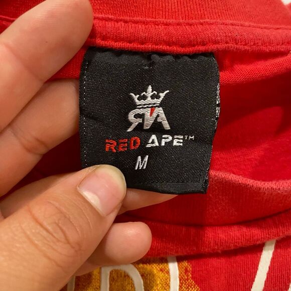 Red Ape Graphic Tee Shirt Medium – Tribal Print Streetwear Red Multicolor - Picture 3 of 7